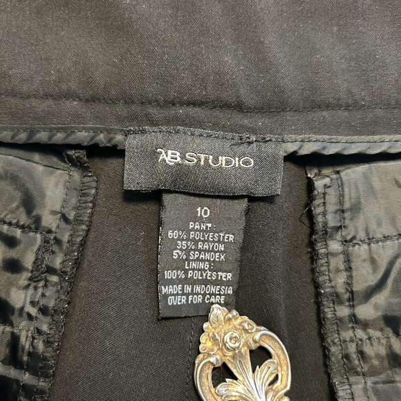 AB Studio Women's Size 10 Black Pants Career Dress Slacks Flat Front Poly Blend - Picture 7 of 8